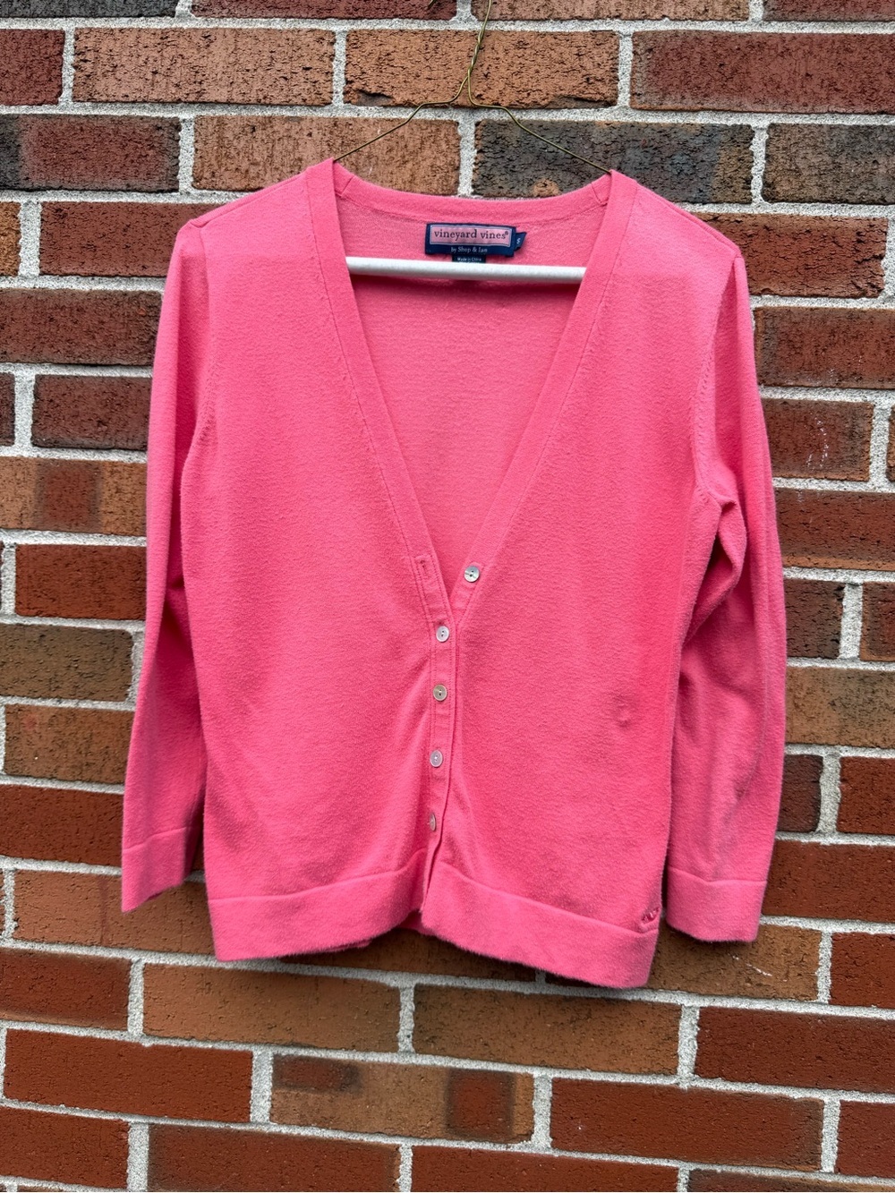 Vineyard Vines Pink Cardigan Sweater Size Small Cotton Blend